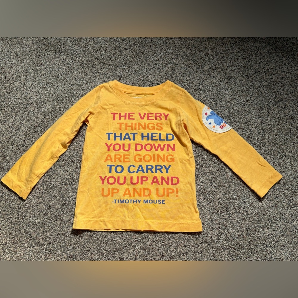 Disney collection from Peek Dumbo long sleeve yellow shirt size 12/18m